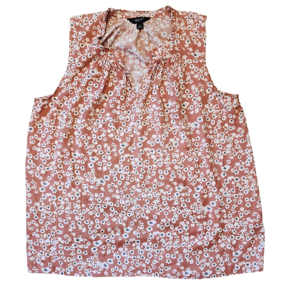 Simply Vera Vera Wang Large Terracotta Floral Boho Sleeveless Blouse